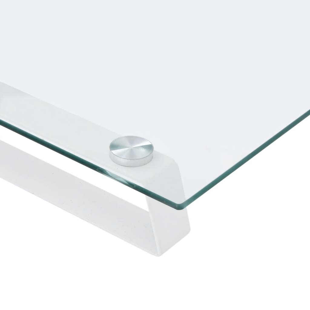 Monitorstandaard 60x20x8 cm gehard glas en metaal wit is nu te koop bij PeponiXL, paradijselijk wonen!
