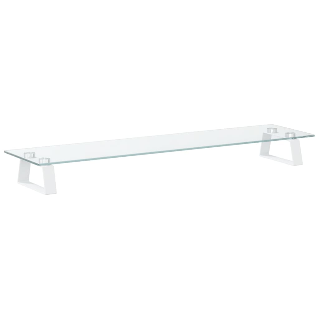 Monitorstandaard 80x20x8 cm gehard glas en metaal wit is nu te koop bij PeponiXL, paradijselijk wonen!