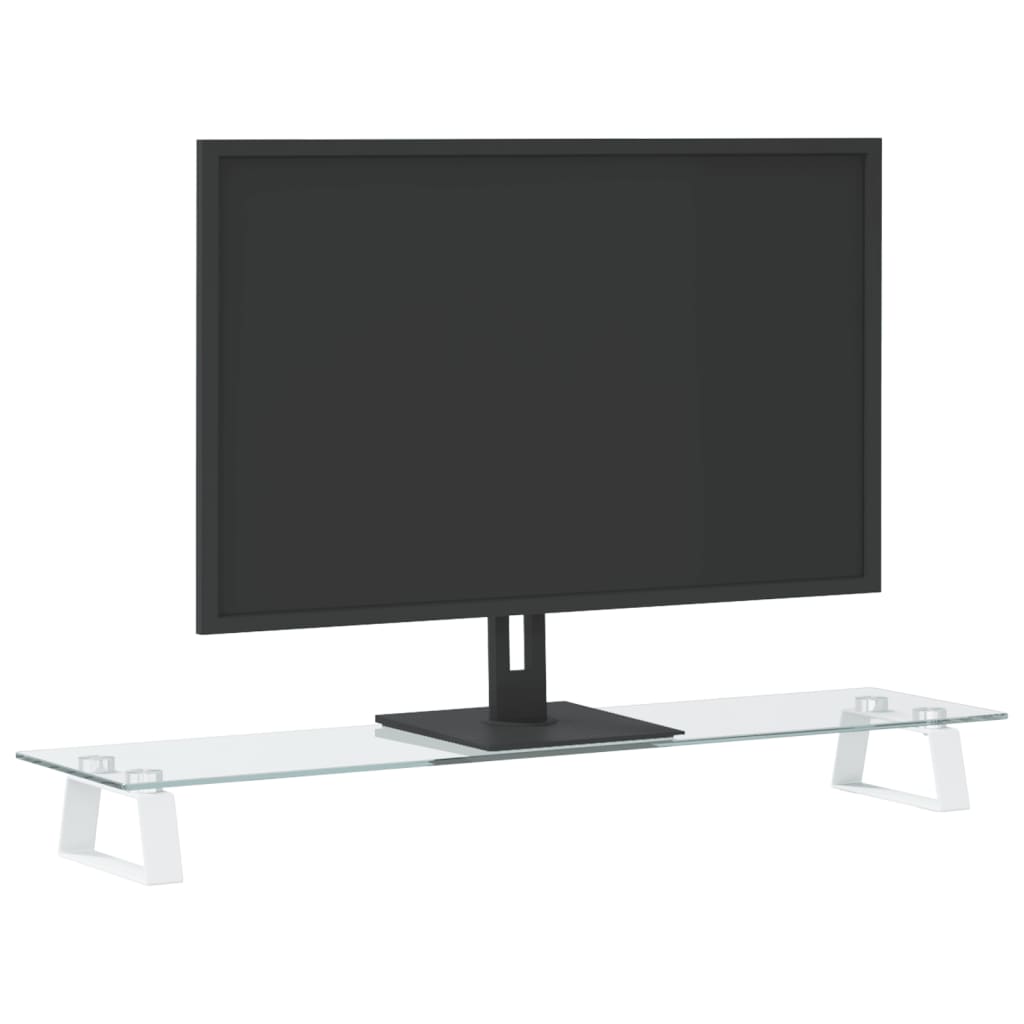 Monitorstandaard 80x20x8 cm gehard glas en metaal wit is nu te koop bij PeponiXL, paradijselijk wonen!
