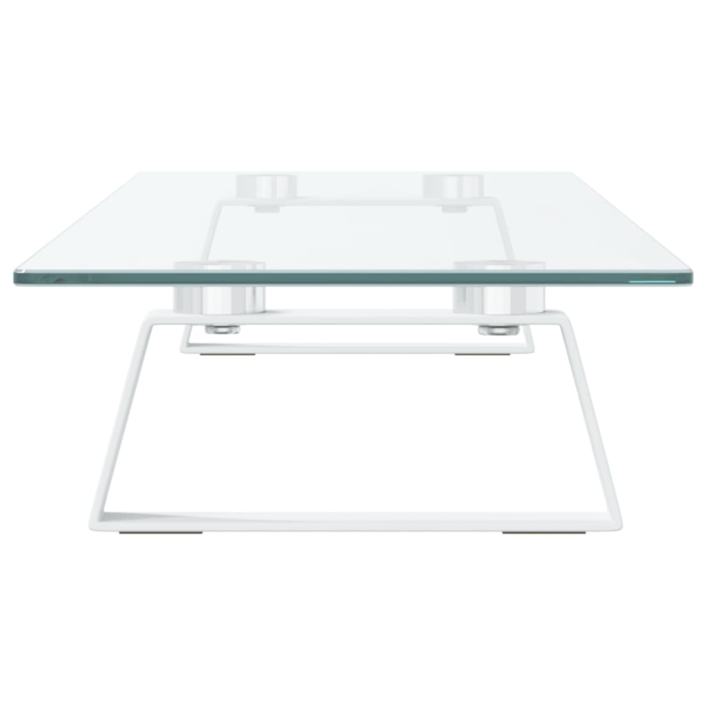Monitorstandaard 80x20x8 cm gehard glas en metaal wit is nu te koop bij PeponiXL, paradijselijk wonen!