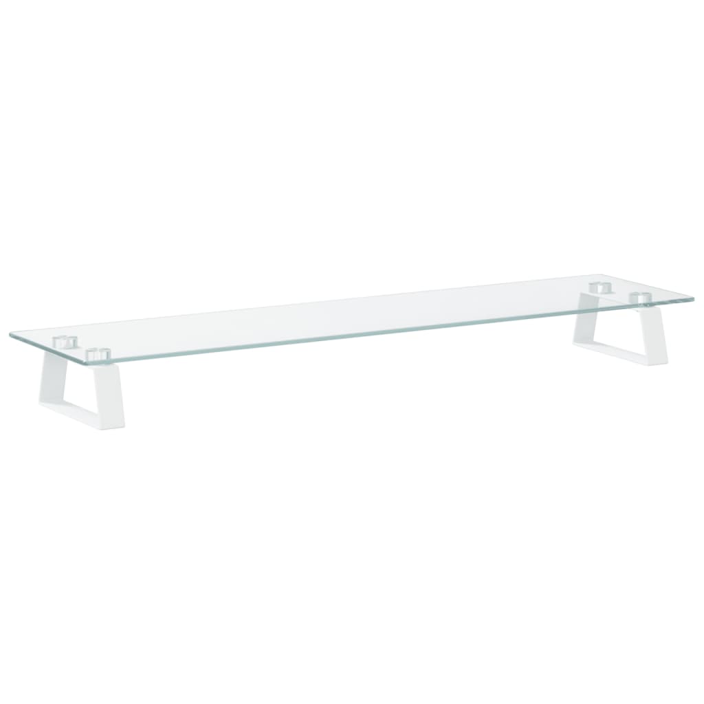 Monitorstandaard 80x20x8 cm gehard glas en metaal wit is nu te koop bij PeponiXL, paradijselijk wonen!