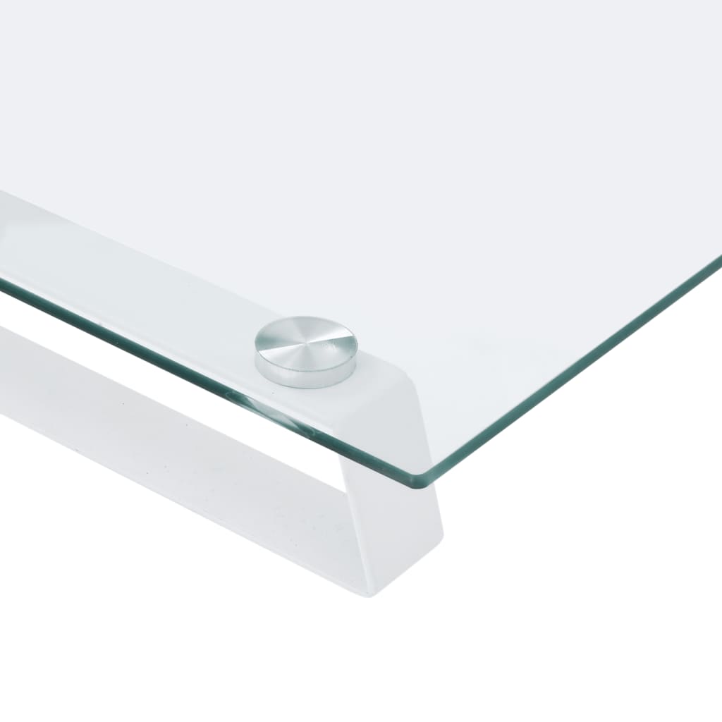 Monitorstandaard 80x20x8 cm gehard glas en metaal wit is nu te koop bij PeponiXL, paradijselijk wonen!
