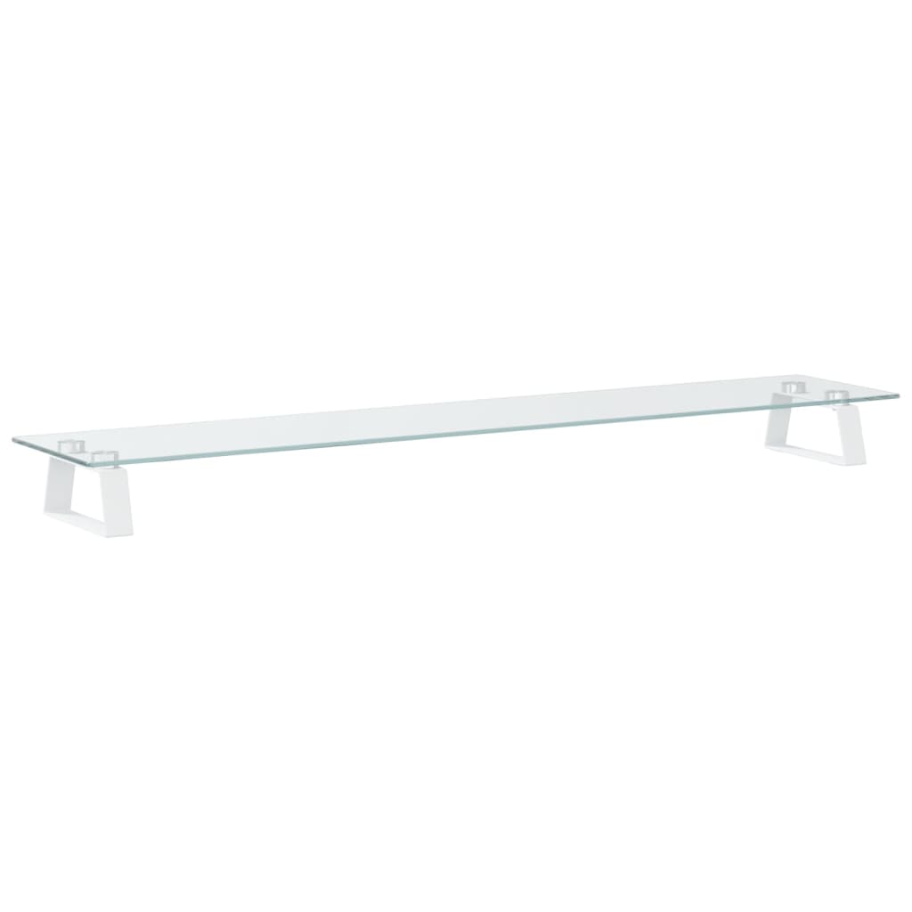 Monitorstandaard 100x20x8 cm gehard glas en metaal wit is nu te koop bij PeponiXL, paradijselijk wonen!