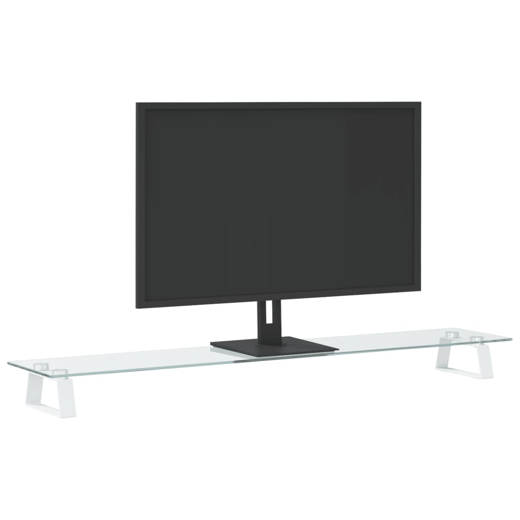 Monitorstandaard 100x20x8 cm gehard glas en metaal wit is nu te koop bij PeponiXL, paradijselijk wonen!