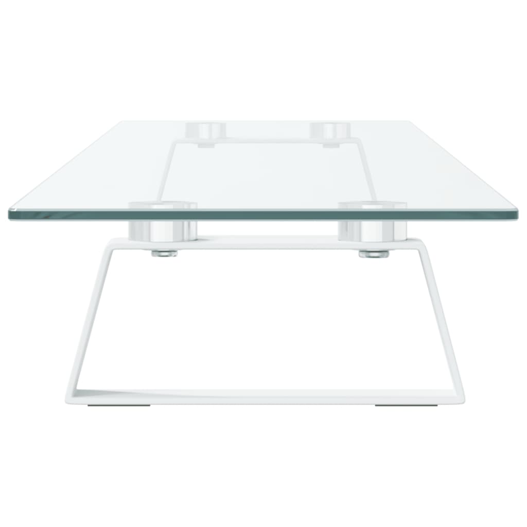 Monitorstandaard 100x20x8 cm gehard glas en metaal wit is nu te koop bij PeponiXL, paradijselijk wonen!