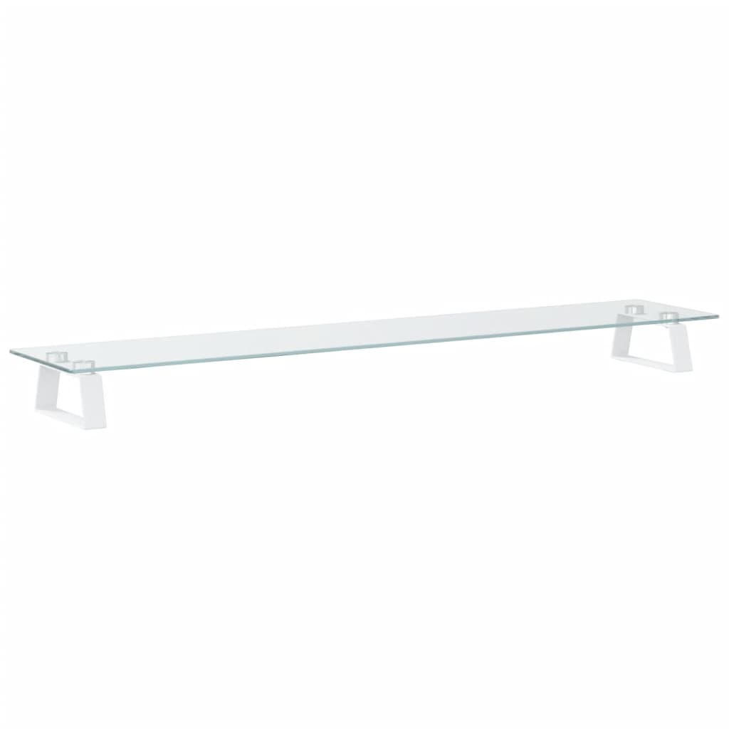 Monitorstandaard 100x20x8 cm gehard glas en metaal wit is nu te koop bij PeponiXL, paradijselijk wonen!