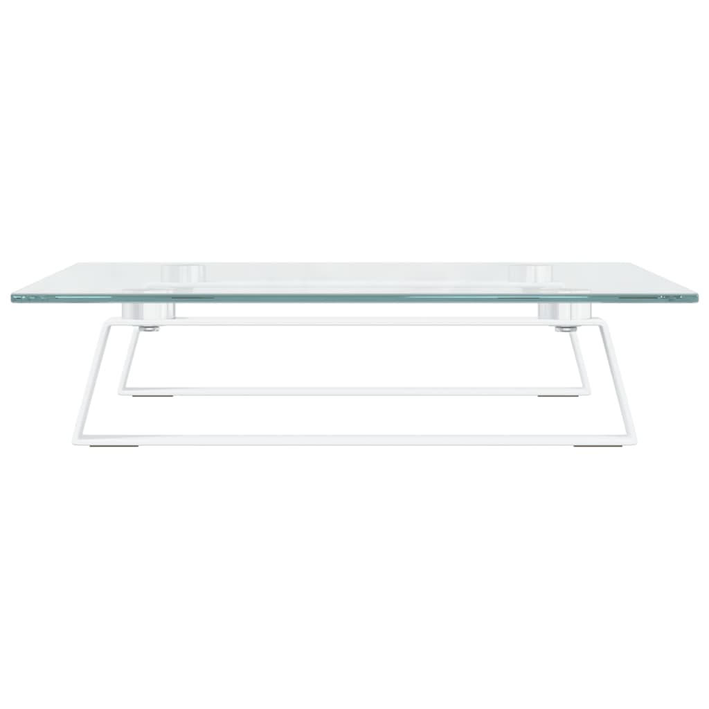 Monitorstandaard 40x35x8 cm gehard glas en metaal wit is nu te koop bij PeponiXL, paradijselijk wonen!