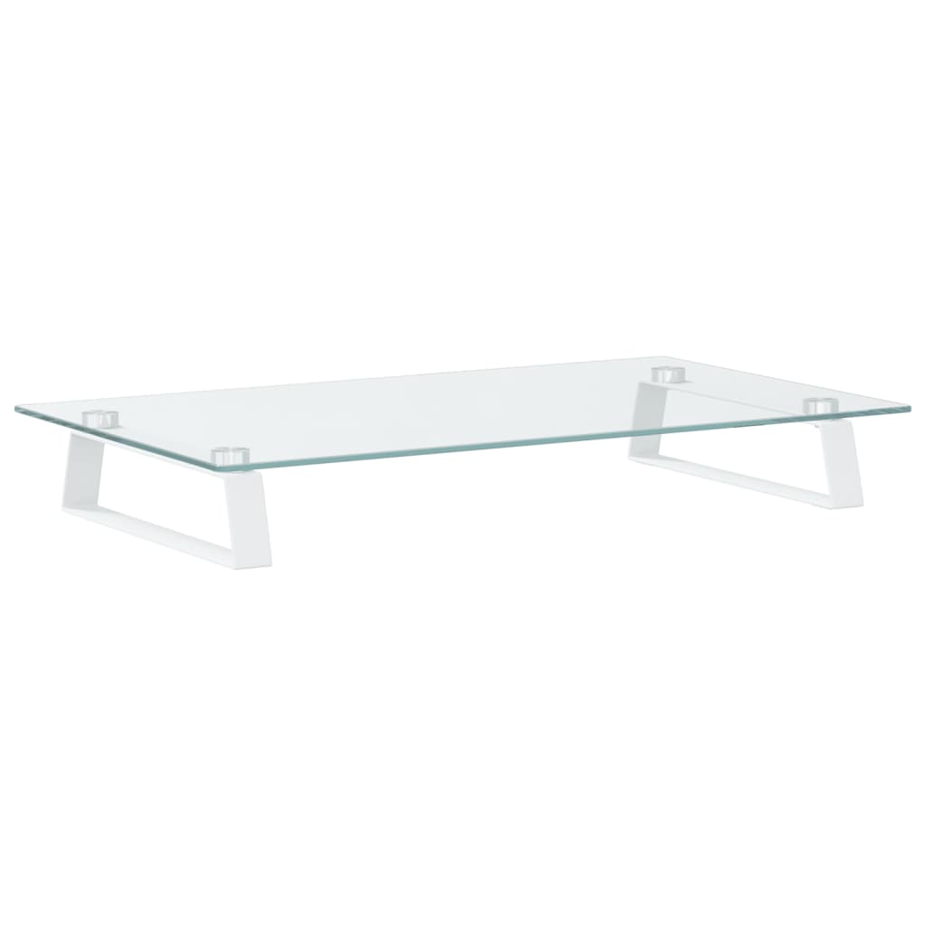Monitorstandaard 60x35x8 cm gehard glas en metaal wit is nu te koop bij PeponiXL, paradijselijk wonen!