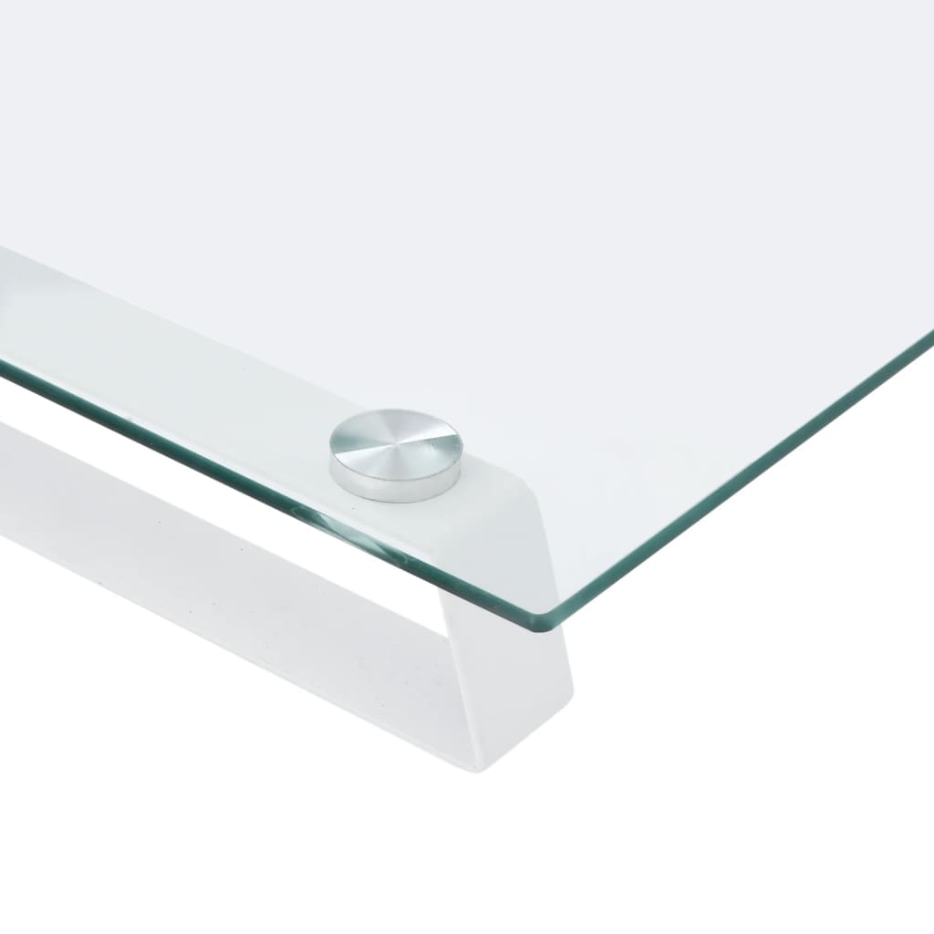 Monitorstandaard 60x35x8 cm gehard glas en metaal wit is nu te koop bij PeponiXL, paradijselijk wonen!