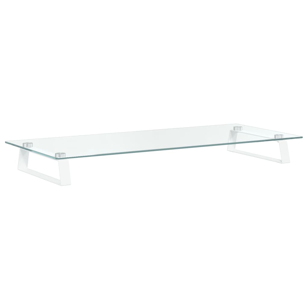 Monitorstandaard 80x35x8 cm gehard glas en metaal wit is nu te koop bij PeponiXL, paradijselijk wonen!