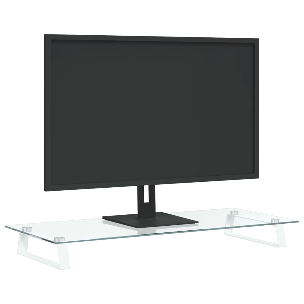 Monitorstandaard 80x35x8 cm gehard glas en metaal wit is nu te koop bij PeponiXL, paradijselijk wonen!