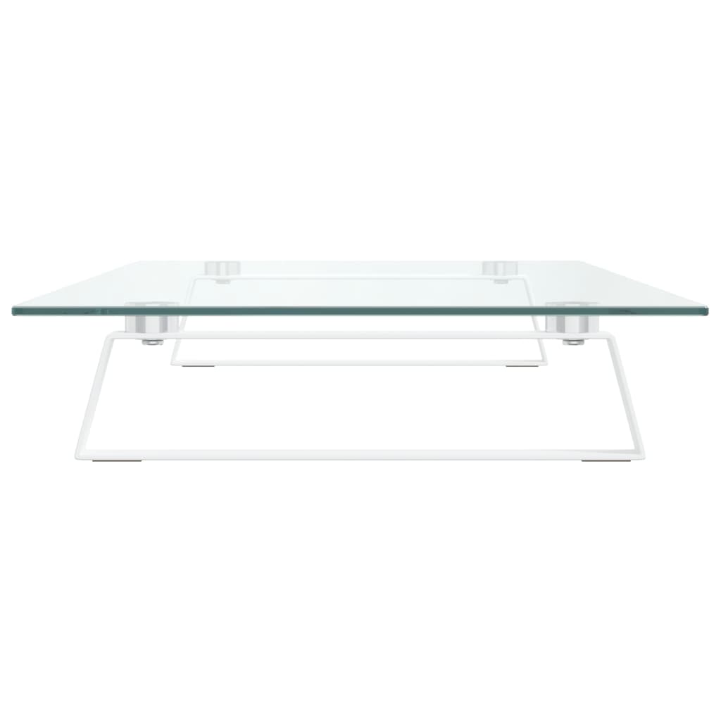 Monitorstandaard 80x35x8 cm gehard glas en metaal wit is nu te koop bij PeponiXL, paradijselijk wonen!