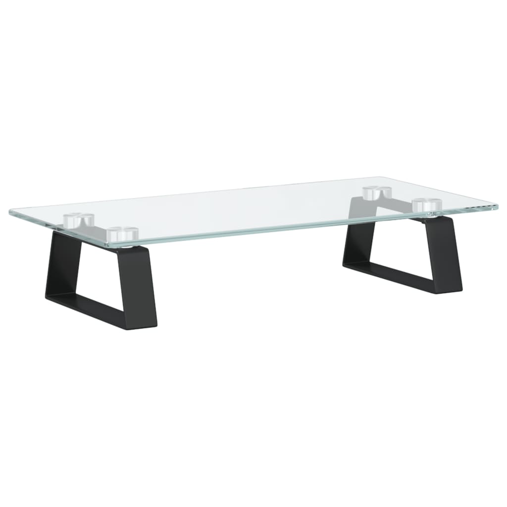 Monitorstandaard 40x20x8 cm gehard glas en metaal zwart is nu te koop bij PeponiXL, paradijselijk wonen!