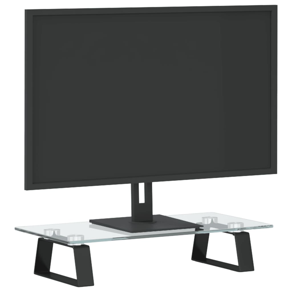 Monitorstandaard 40x20x8 cm gehard glas en metaal zwart is nu te koop bij PeponiXL, paradijselijk wonen!