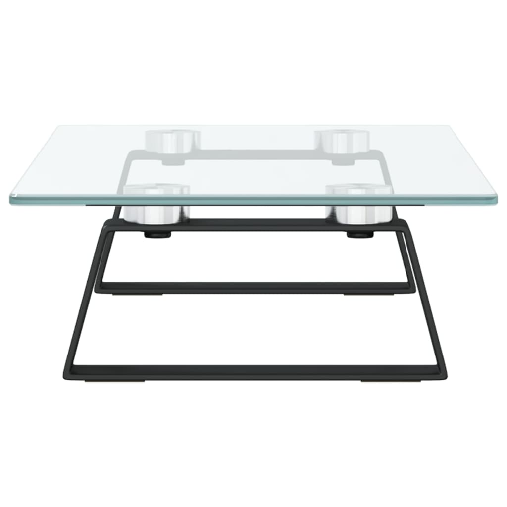 Monitorstandaard 40x20x8 cm gehard glas en metaal zwart is nu te koop bij PeponiXL, paradijselijk wonen!