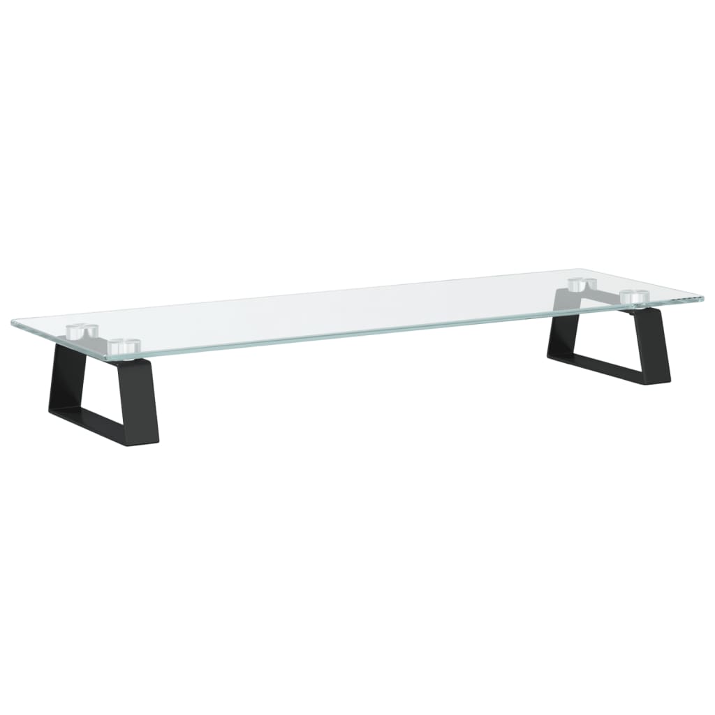 Monitorstandaard 60x20x8 cm gehard glas en metaal zwart is nu te koop bij PeponiXL, paradijselijk wonen!