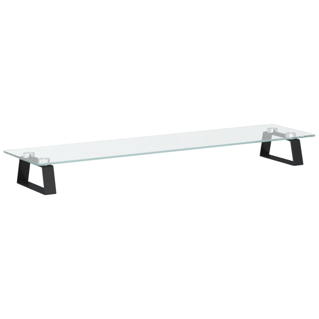 Monitorstandaard 80x20x8 cm gehard glas en metaal zwart is nu te koop bij PeponiXL, paradijselijk wonen!