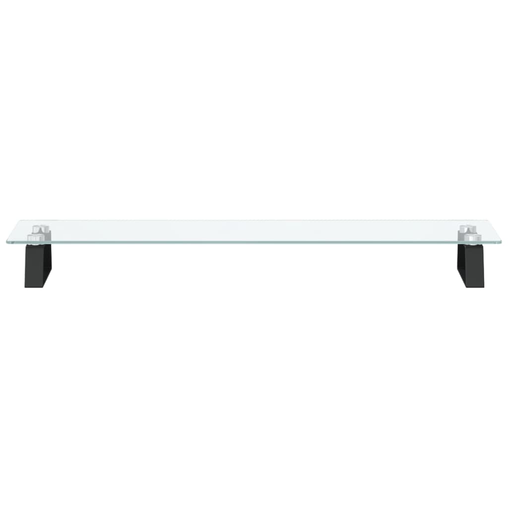 Monitorstandaard 80x20x8 cm gehard glas en metaal zwart is nu te koop bij PeponiXL, paradijselijk wonen!