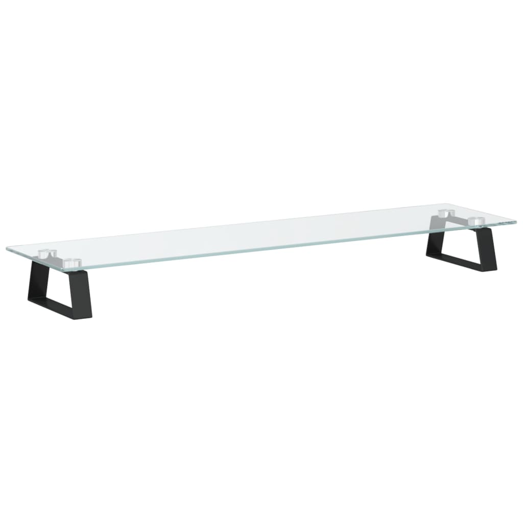 Monitorstandaard 80x20x8 cm gehard glas en metaal zwart is nu te koop bij PeponiXL, paradijselijk wonen!