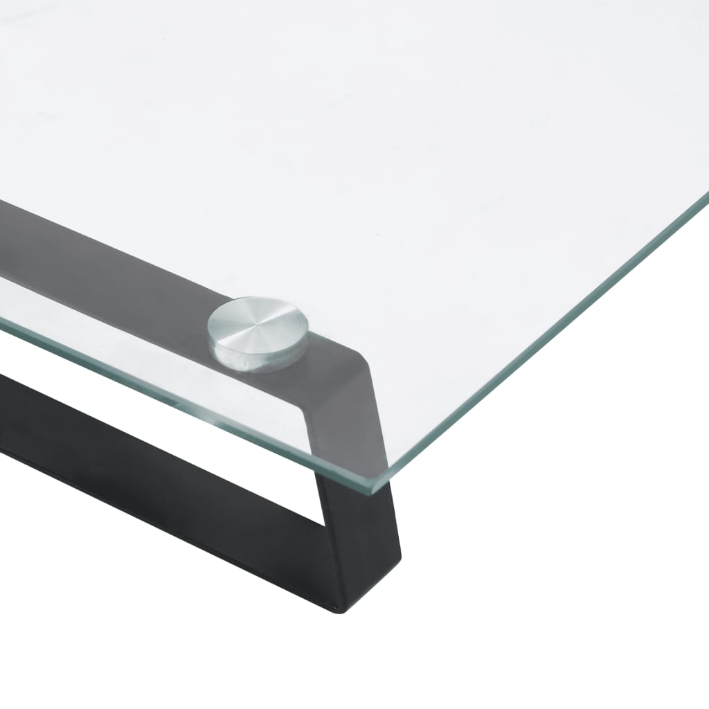 Monitorstandaard 80x20x8 cm gehard glas en metaal zwart is nu te koop bij PeponiXL, paradijselijk wonen!