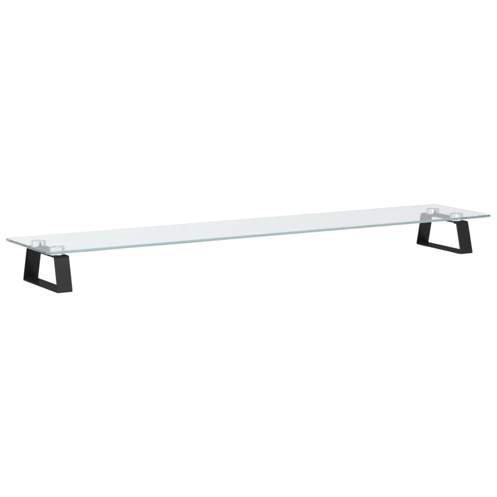 Monitorstandaard 100x20x8 cm gehard glas en metaal zwart is nu te koop bij PeponiXL, paradijselijk wonen!