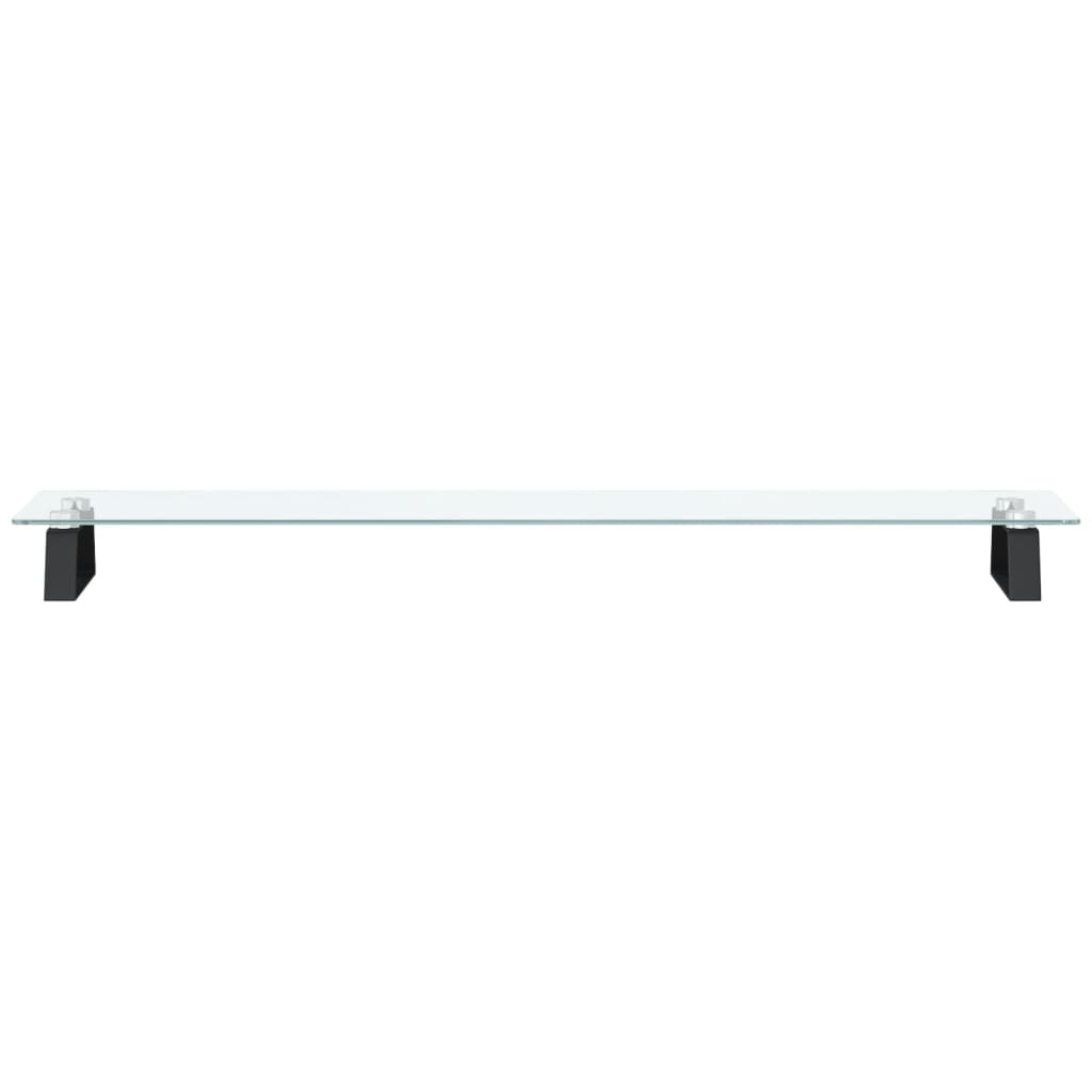 Monitorstandaard 100x20x8 cm gehard glas en metaal zwart is nu te koop bij PeponiXL, paradijselijk wonen!