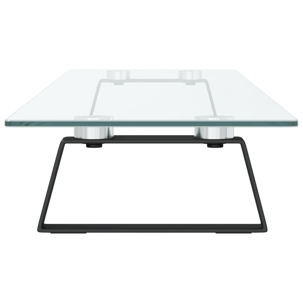Monitorstandaard 100x20x8 cm gehard glas en metaal zwart is nu te koop bij PeponiXL, paradijselijk wonen!