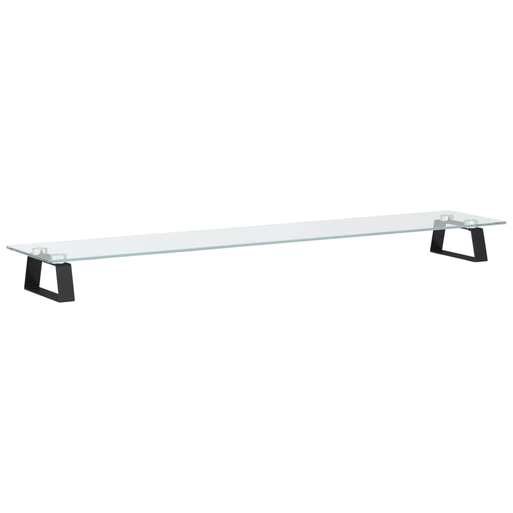 Monitorstandaard 100x20x8 cm gehard glas en metaal zwart is nu te koop bij PeponiXL, paradijselijk wonen!