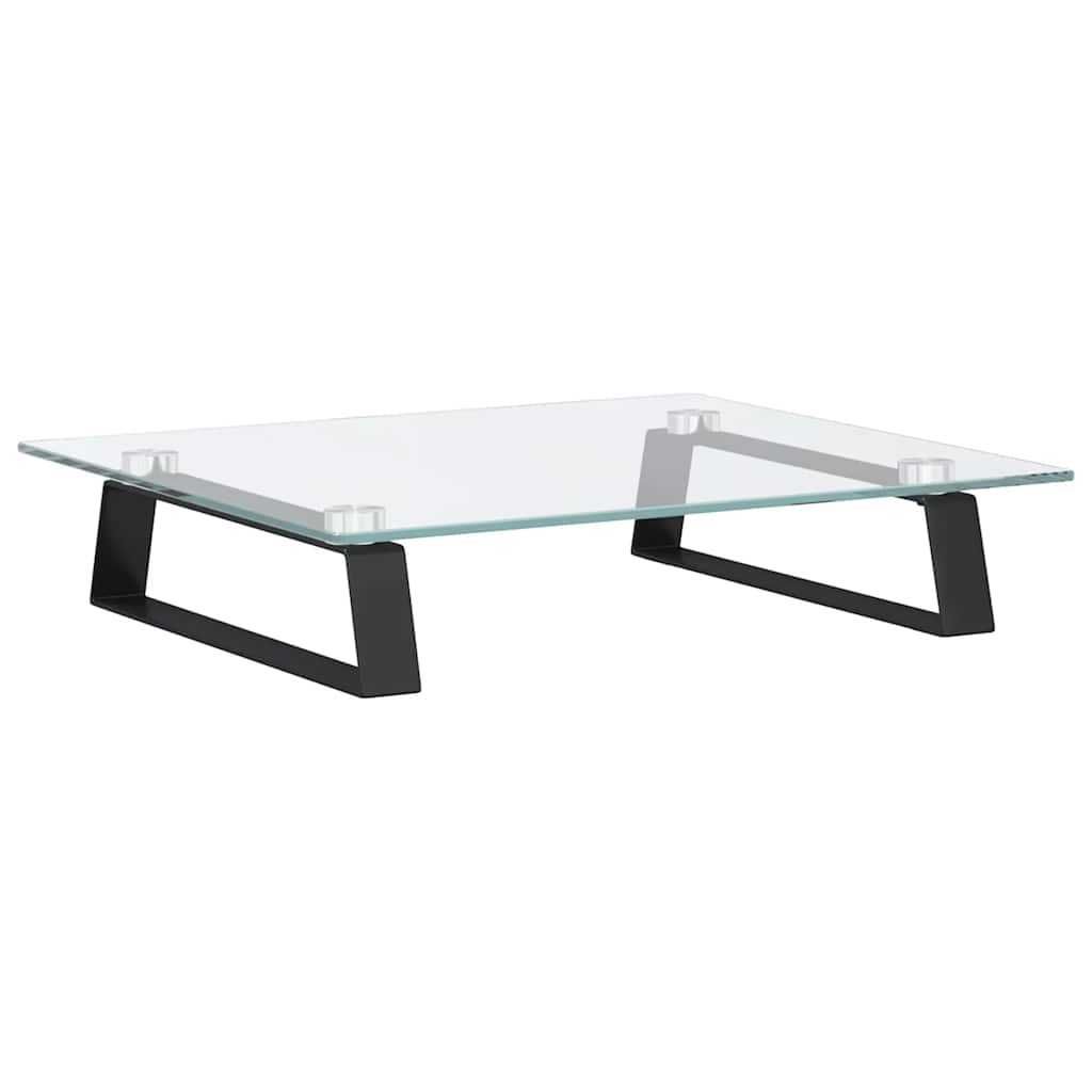 Monitorstandaard 40x35x8 cm gehard glas en metaal zwart is nu te koop bij PeponiXL, paradijselijk wonen!