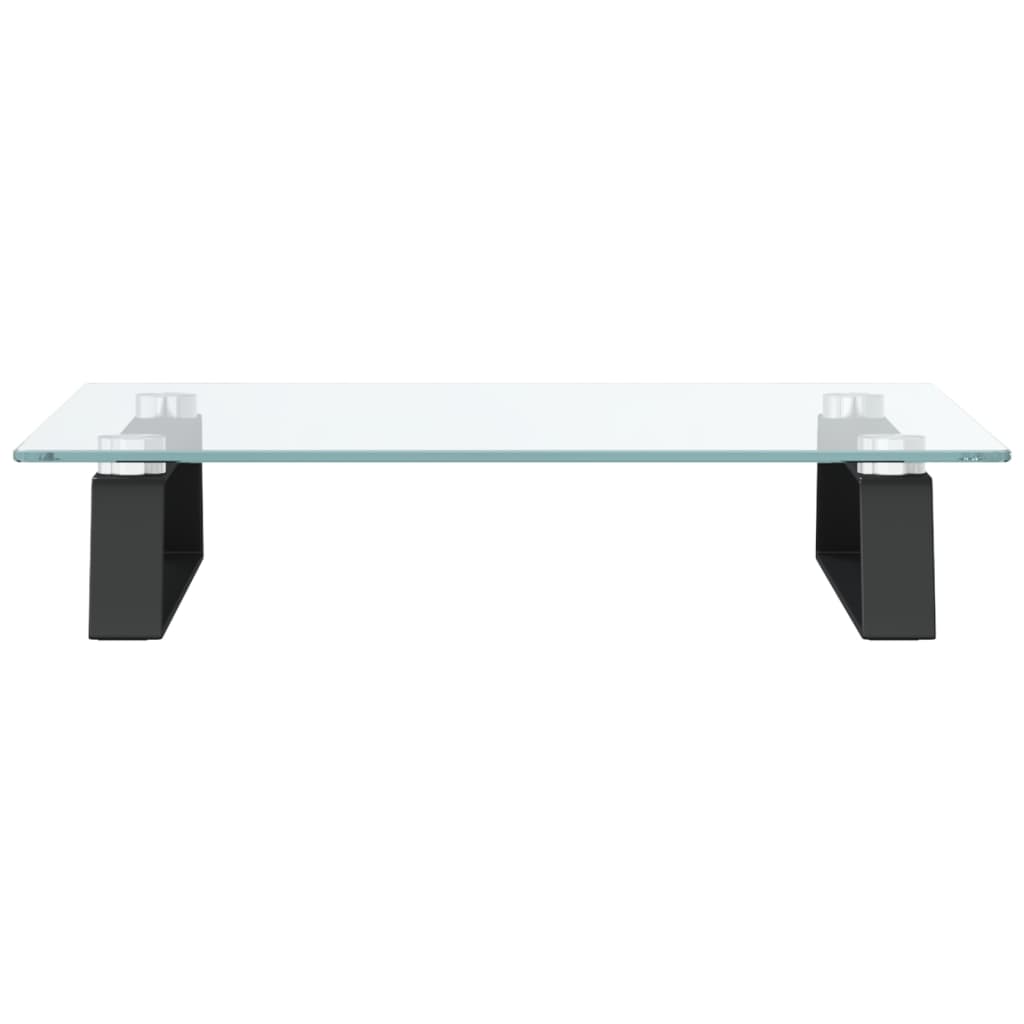Monitorstandaard 40x35x8 cm gehard glas en metaal zwart is nu te koop bij PeponiXL, paradijselijk wonen!