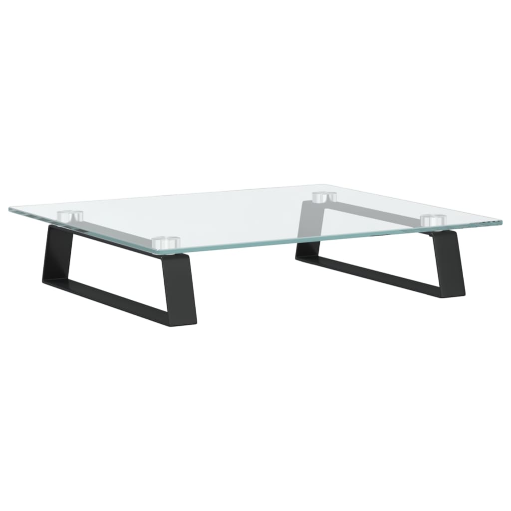 Monitorstandaard 40x35x8 cm gehard glas en metaal zwart is nu te koop bij PeponiXL, paradijselijk wonen!