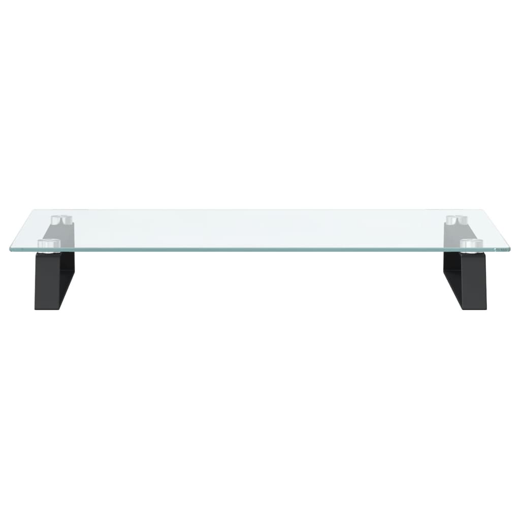 Monitorstandaard 60x35x8 cm gehard glas en metaal zwart is nu te koop bij PeponiXL, paradijselijk wonen!