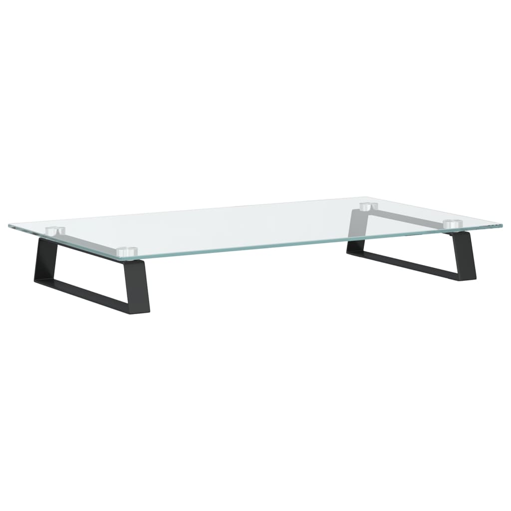 Monitorstandaard 60x35x8 cm gehard glas en metaal zwart is nu te koop bij PeponiXL, paradijselijk wonen!