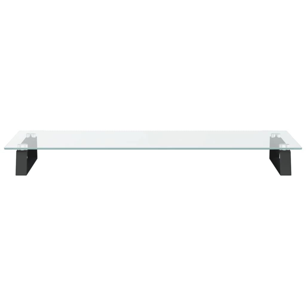 Monitorstandaard 80x35x8 cm gehard glas en metaal zwart is nu te koop bij PeponiXL, paradijselijk wonen!