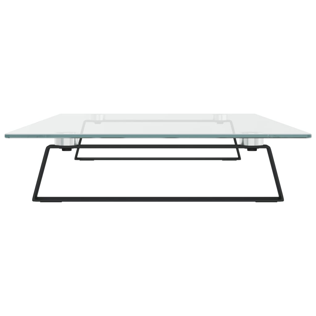 Monitorstandaard 80x35x8 cm gehard glas en metaal zwart is nu te koop bij PeponiXL, paradijselijk wonen!