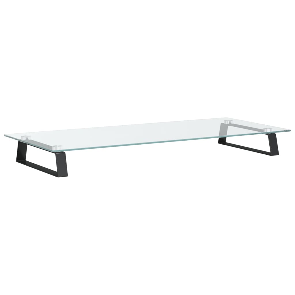 Monitorstandaard 80x35x8 cm gehard glas en metaal zwart is nu te koop bij PeponiXL, paradijselijk wonen!