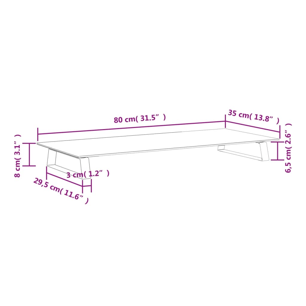 Monitorstandaard 80x35x8 cm gehard glas en metaal zwart is nu te koop bij PeponiXL, paradijselijk wonen!