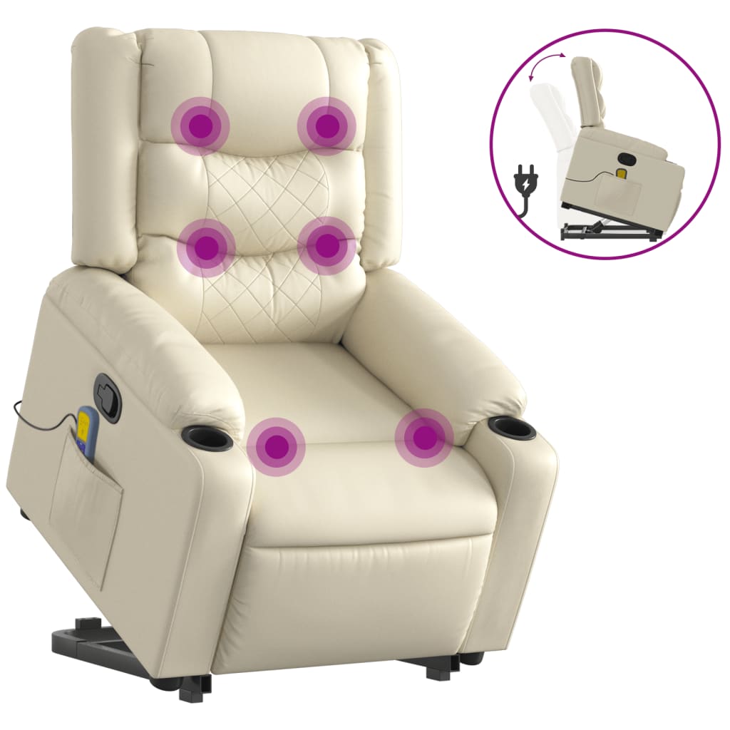 Sta-op-massagestoel verstelbaar kunstleer crèmekleurig is nu te koop bij PeponiXL, paradijselijk wonen!