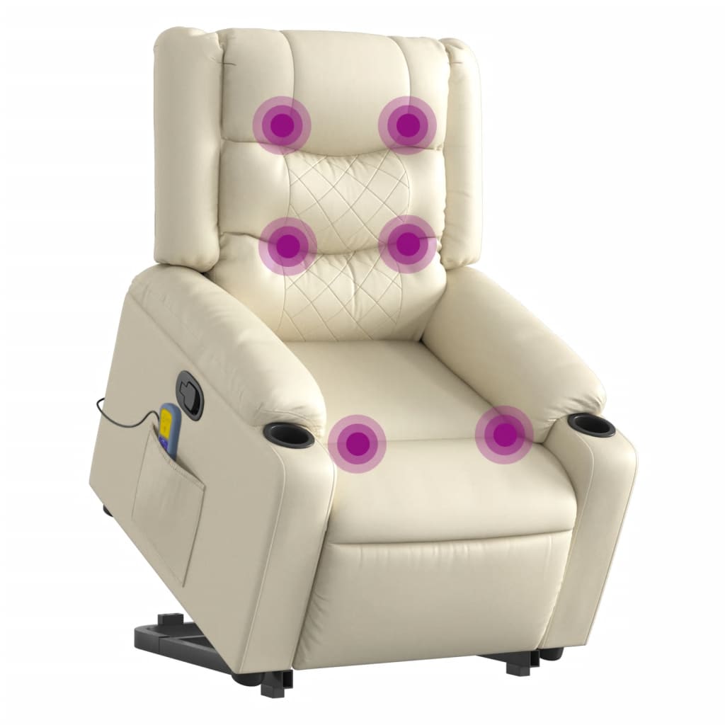 Sta-op-massagestoel verstelbaar kunstleer crèmekleurig is nu te koop bij PeponiXL, paradijselijk wonen!