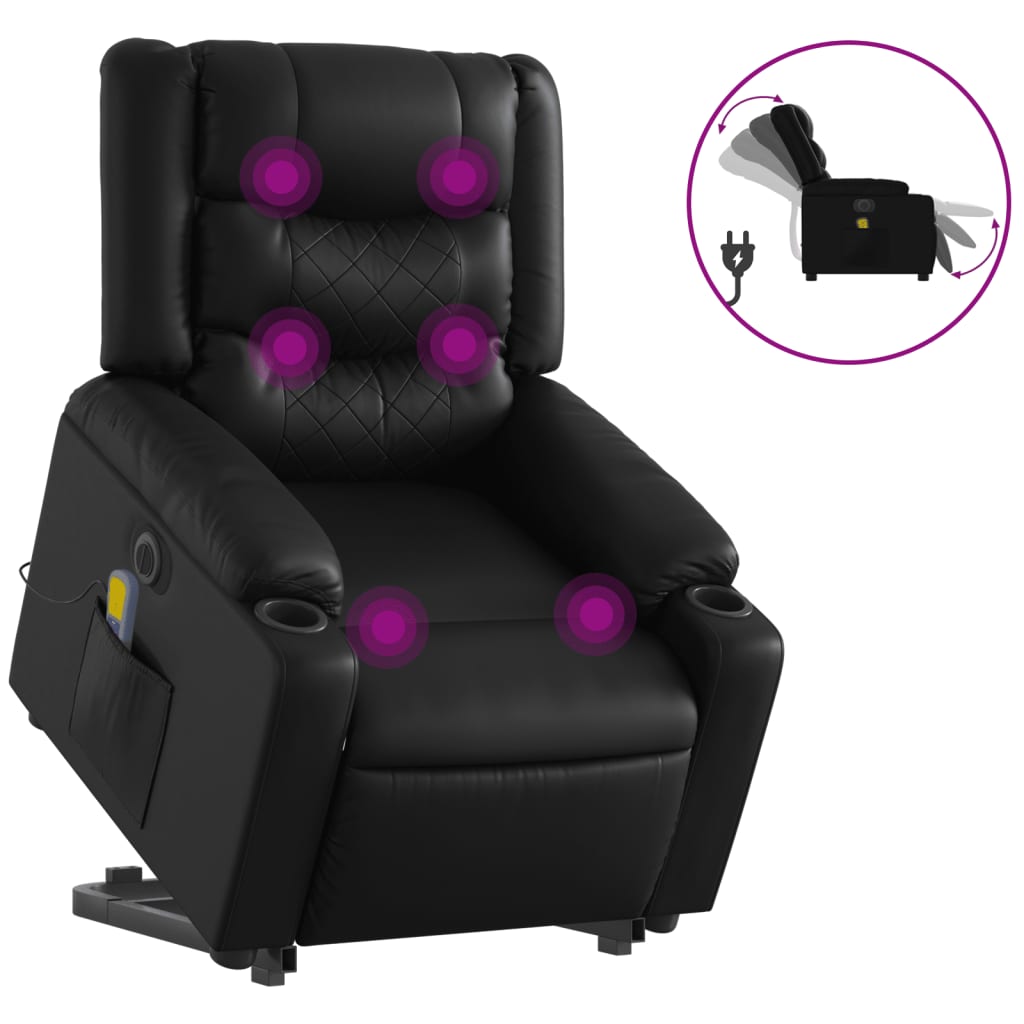 Sta-op-massagestoel elektrisch kunstleer zwart is nu te koop bij PeponiXL, paradijselijk wonen!