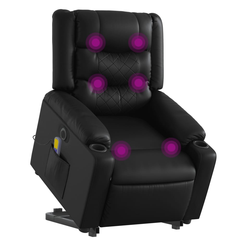 Sta-op-massagestoel elektrisch kunstleer zwart is nu te koop bij PeponiXL, paradijselijk wonen!