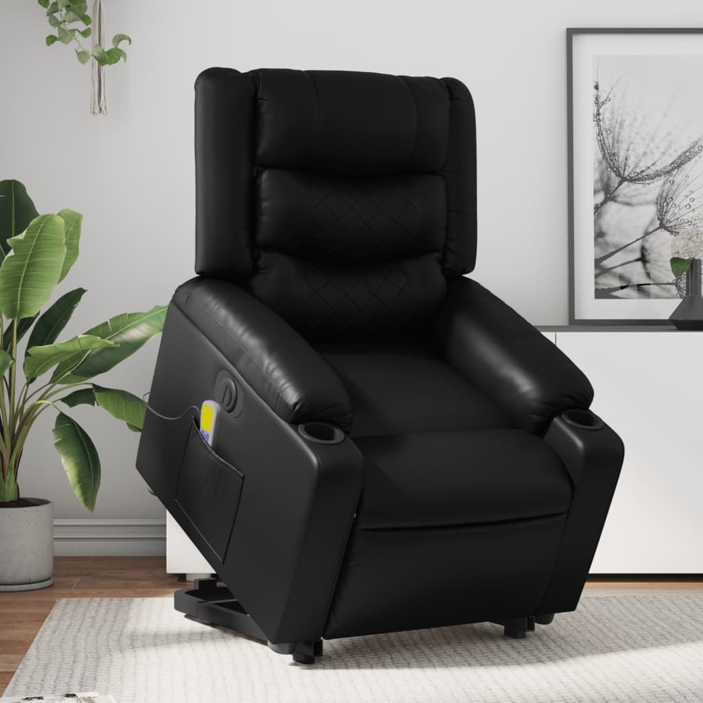 Sta-op-massagestoel elektrisch kunstleer zwart is nu te koop bij PeponiXL, paradijselijk wonen!