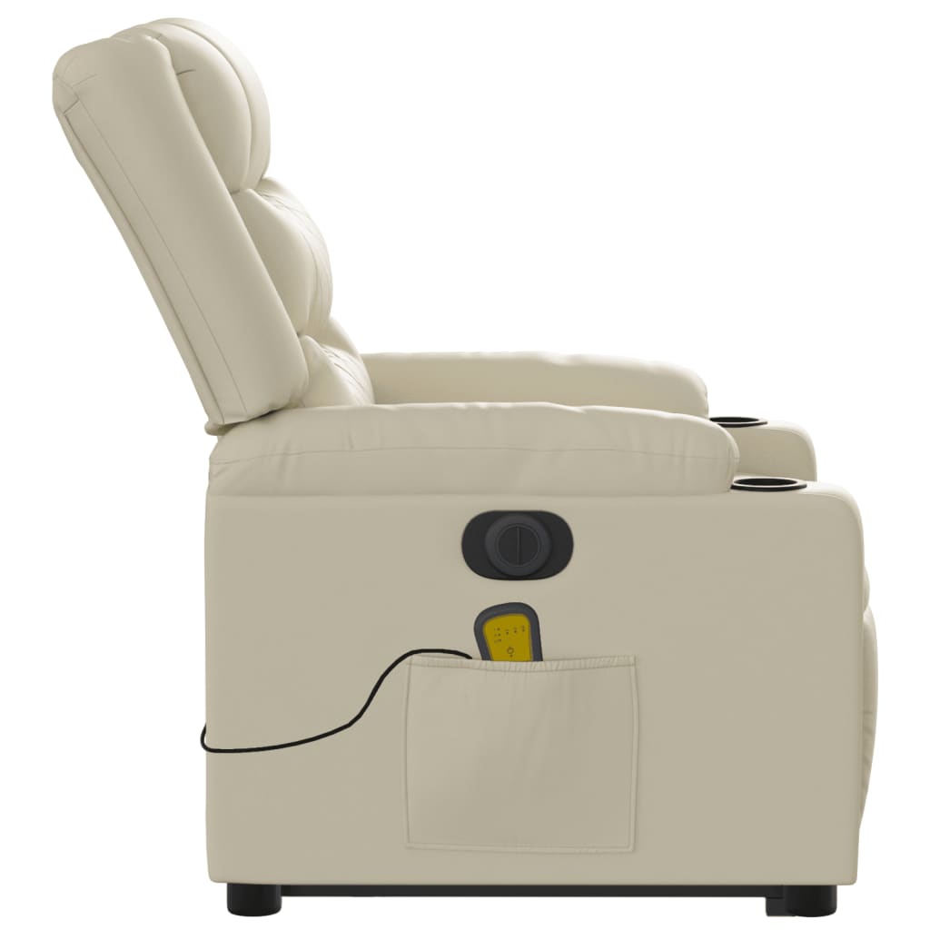 Sta-op-massagestoel elektrisch kunstleer crèmekleurig is nu te koop bij PeponiXL, paradijselijk wonen!