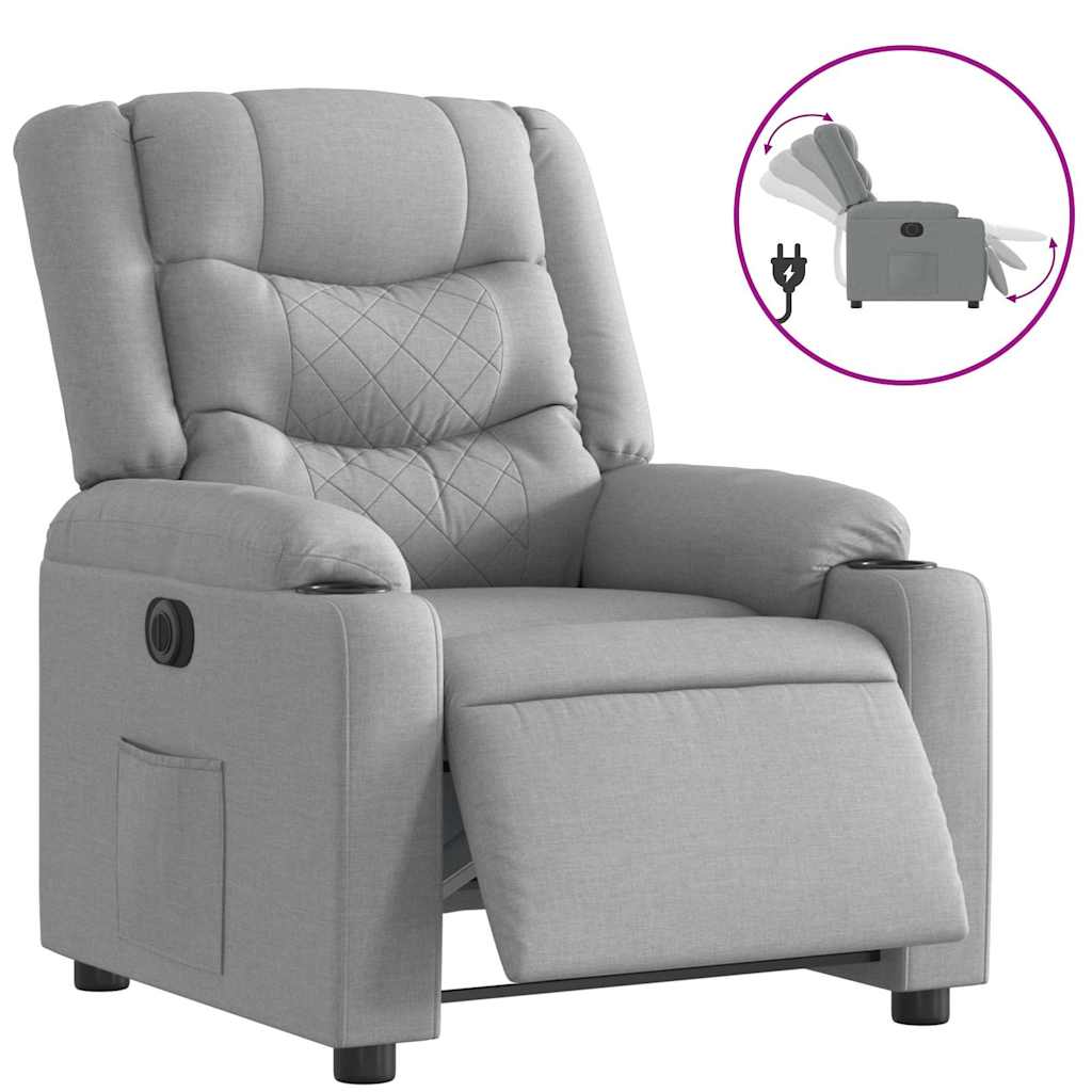 Fauteuil elektrisch verstelbaar stof lichtgrijs