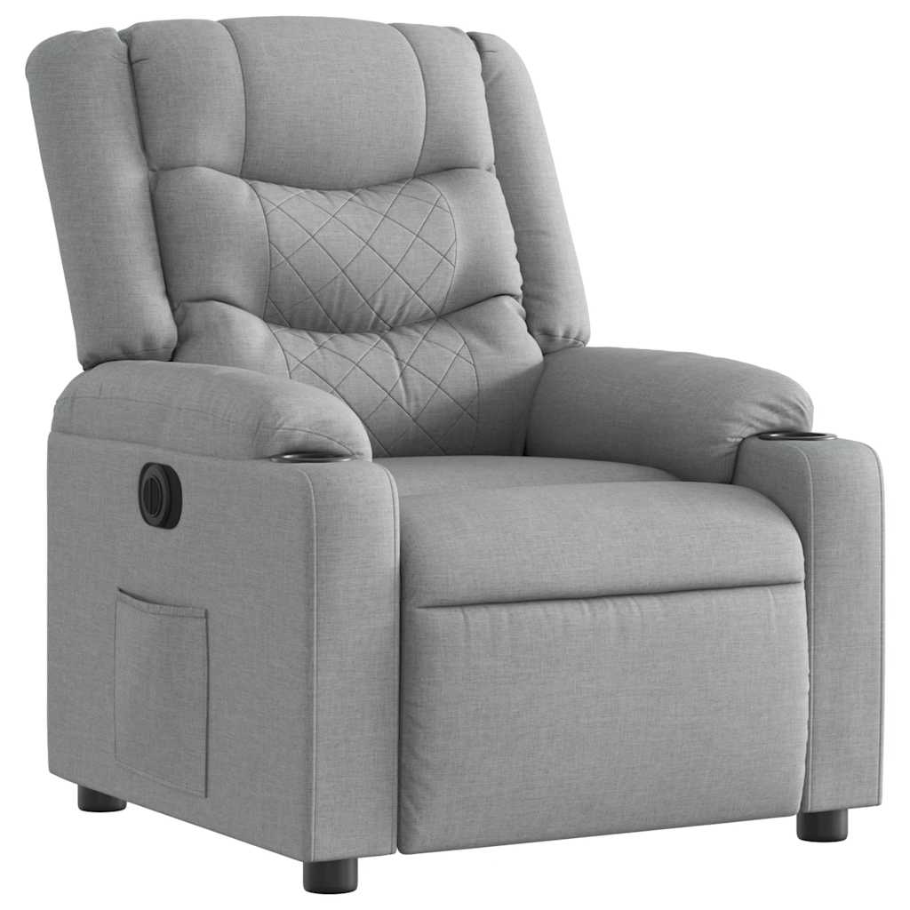 Fauteuil elektrisch verstelbaar stof lichtgrijs