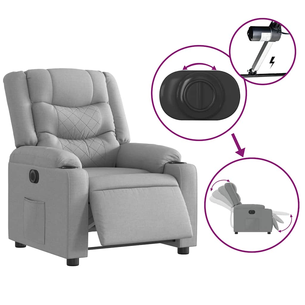 Fauteuil elektrisch verstelbaar stof lichtgrijs