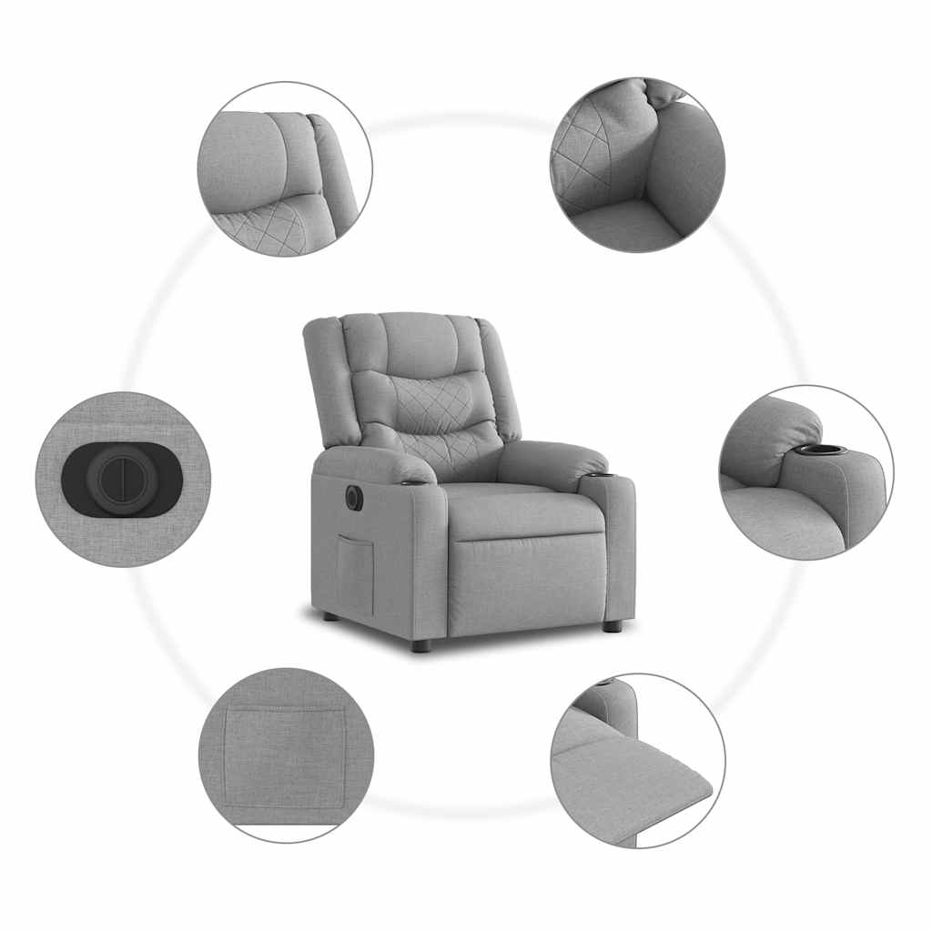Fauteuil elektrisch verstelbaar stof lichtgrijs