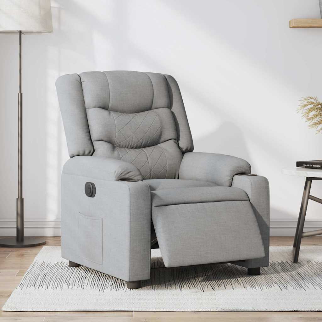 Fauteuil elektrisch verstelbaar stof lichtgrijs