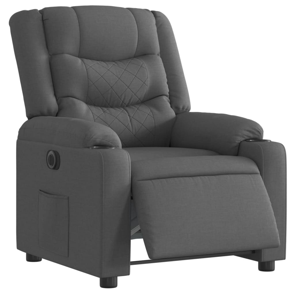 Fauteuil elektrisch verstelbaar stof donkergrijs is nu te koop bij PeponiXL, paradijselijk wonen!