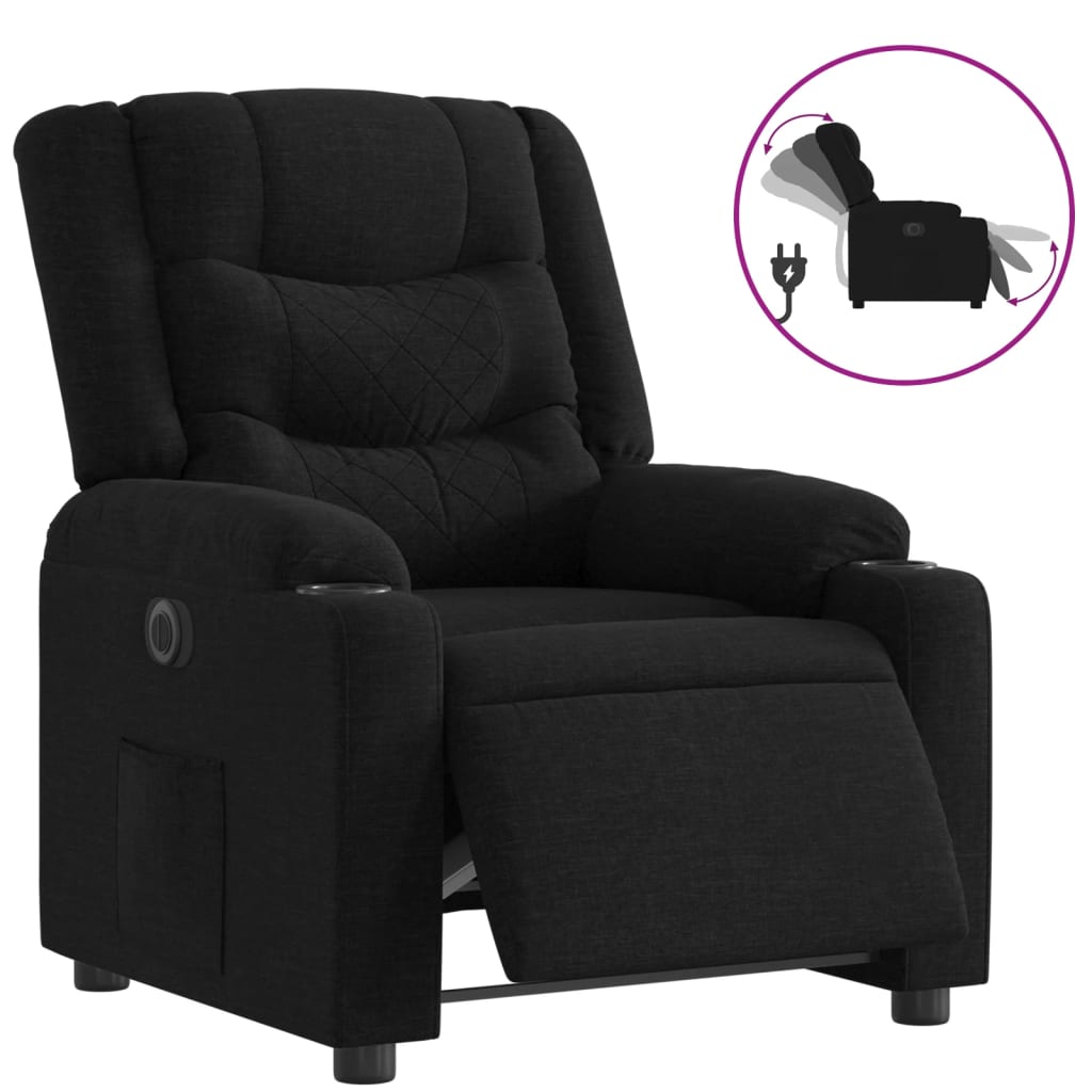Fauteuil verstelbaar elektrisch stof zwart is nu te koop bij PeponiXL, paradijselijk wonen!